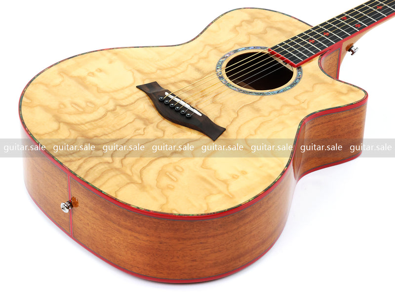 41-Inch GA Cutaway Acoustic Guitar with Figured Ash Top (TY-028)