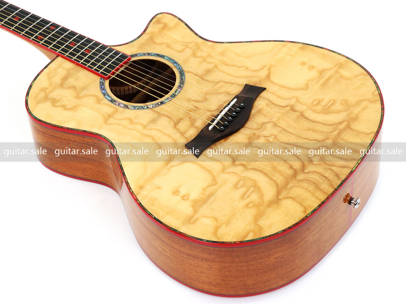 41-Inch GA Cutaway Acoustic Guitar with Figured Ash Top (TY-028)