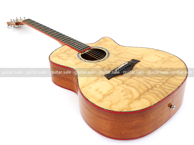 41-Inch GA Cutaway Acoustic Guitar with Figured Ash Top (TY-028)