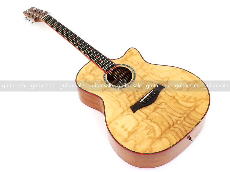 41-Inch GA Cutaway Acoustic Guitar with Figured Ash Top (TY-028)