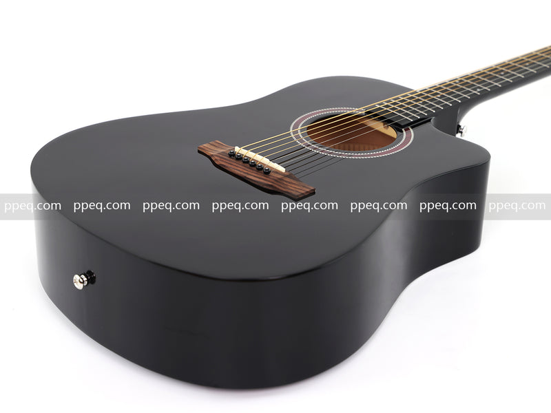 41-inch All Mahogany - All Black Glossy Finish Acoustic Guitar (JY-D4001-B)