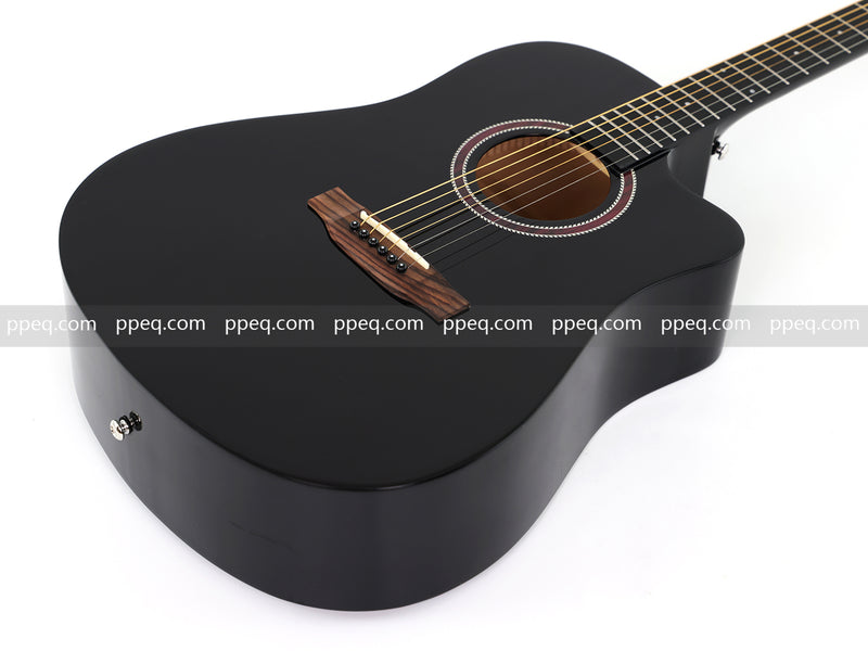 41-inch All Mahogany - All Black Glossy Finish Acoustic Guitar (JY-D4001-B)