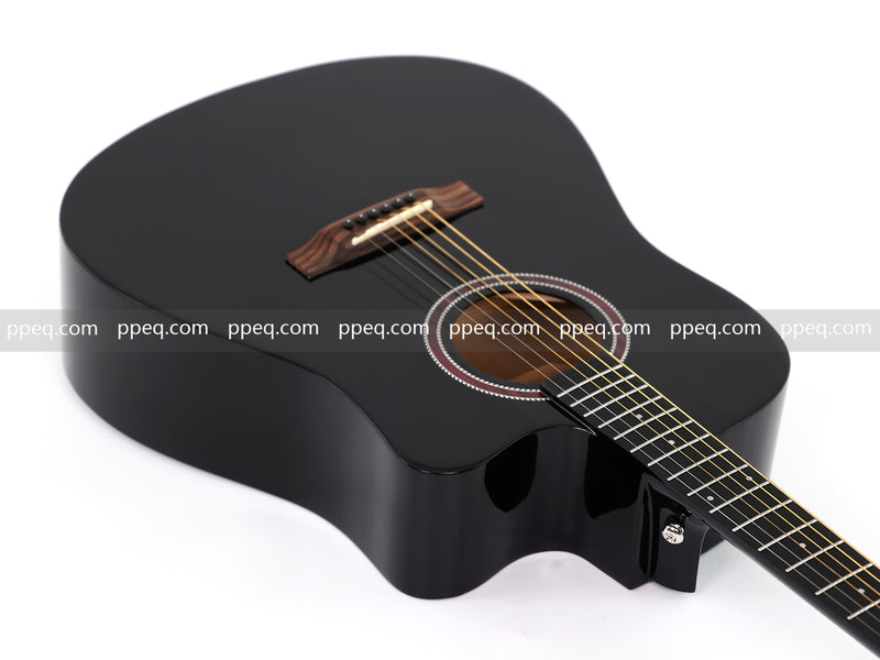 41-inch All Mahogany - All Black Glossy Finish Acoustic Guitar (JY-D4001-B)