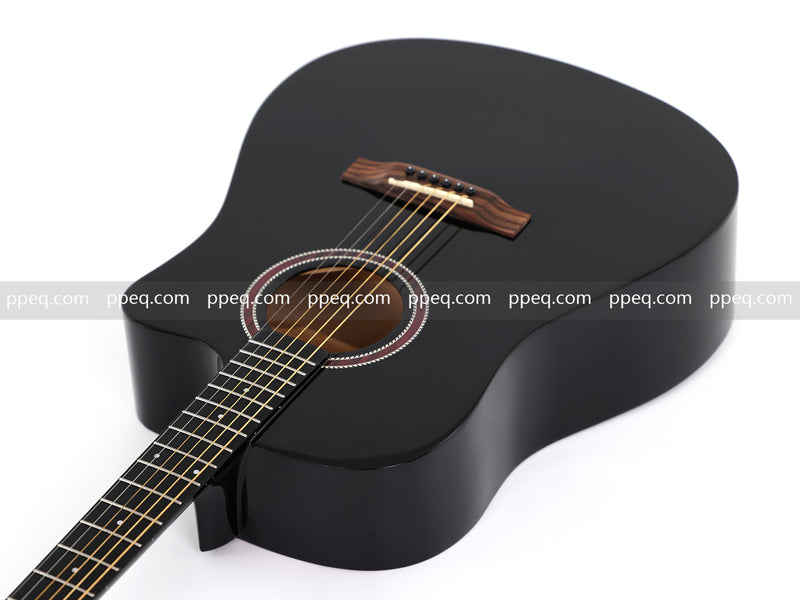 41-inch All Mahogany - All Black Glossy Finish Acoustic Guitar (JY-D4001-B)