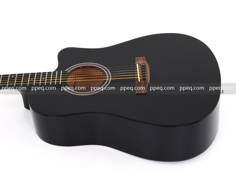 41-inch All Mahogany - All Black Glossy Finish Acoustic Guitar (JY-D4001-B)