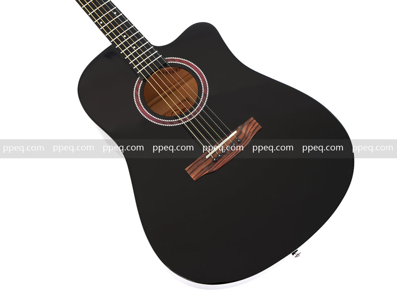 41-inch All Mahogany - All Black Glossy Finish Acoustic Guitar (JY-D4001-B)