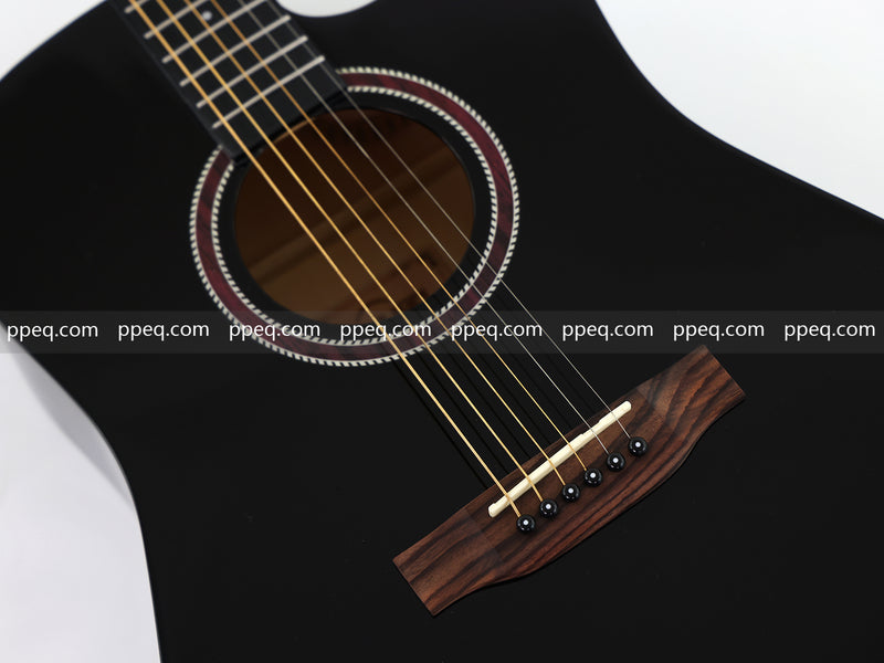 41-inch All Mahogany - All Black Glossy Finish Acoustic Guitar (JY-D4001-B)