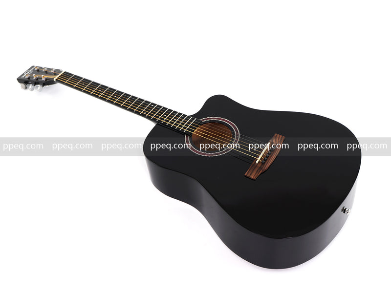 41-inch All Mahogany - All Black Glossy Finish Acoustic Guitar (JY-D4001-B)
