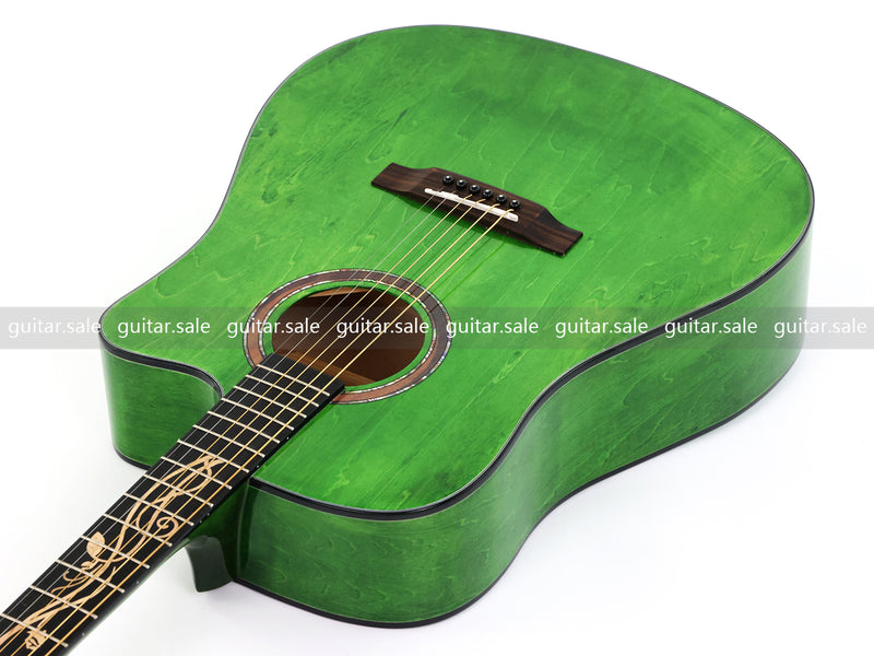 41 Inch Dreadnought Cutaway Acoustic Guitar with Washed Green Gloss Finish (TY-044)