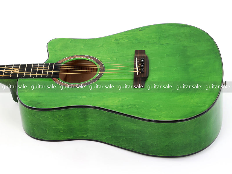 41 Inch Dreadnought Cutaway Acoustic Guitar with Washed Green Gloss Finish (TY-044)