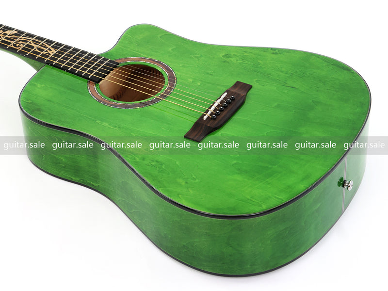 41 Inch Dreadnought Cutaway Acoustic Guitar with Washed Green Gloss Finish (TY-044)