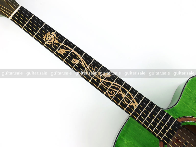41 Inch Dreadnought Cutaway Acoustic Guitar with Washed Green Gloss Finish (TY-044)
