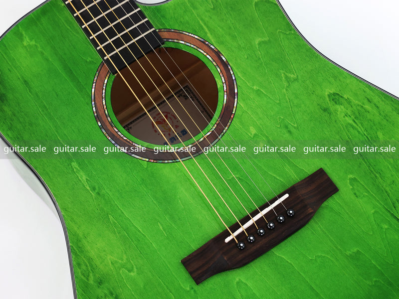 41 Inch Dreadnought Cutaway Acoustic Guitar with Washed Green Gloss Finish (TY-044)