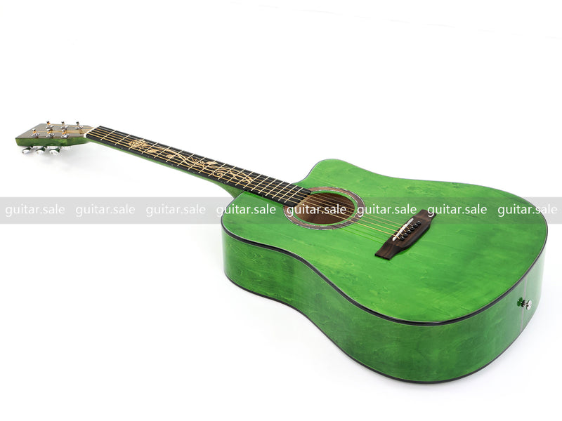 41 Inch Dreadnought Cutaway Acoustic Guitar with Washed Green Gloss Finish (TY-044)