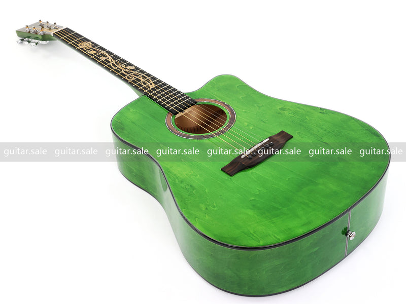 41 Inch Dreadnought Cutaway Acoustic Guitar with Washed Green Gloss Finish (TY-044)