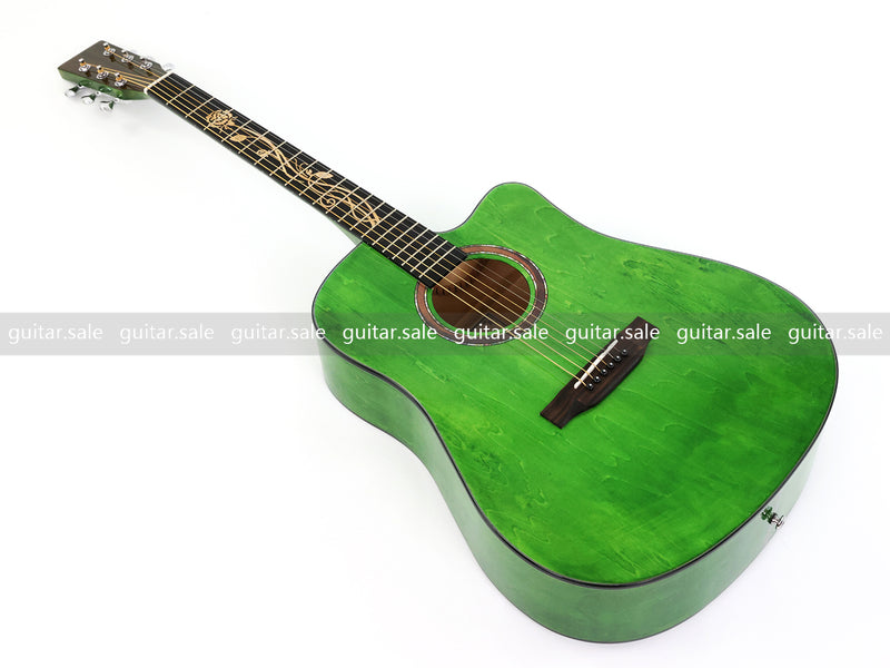 41 Inch Dreadnought Cutaway Acoustic Guitar with Washed Green Gloss Finish (TY-044)