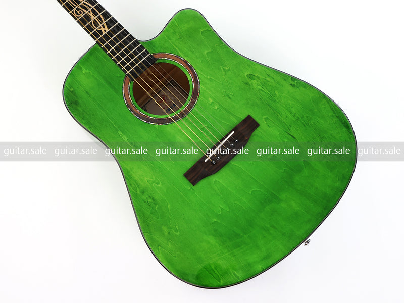 41 Inch Dreadnought Cutaway Acoustic Guitar with Washed Green Gloss Finish (TY-044)