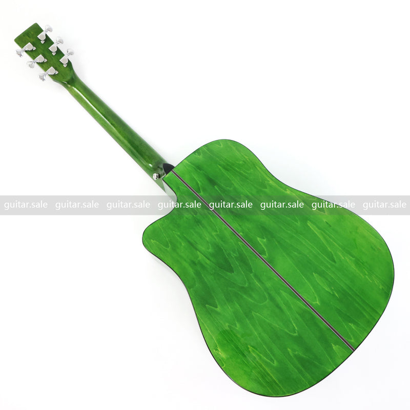 41 Inch Dreadnought Cutaway Acoustic Guitar with Washed Green Gloss Finish (TY-044)