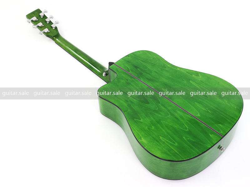 41 Inch Dreadnought Cutaway Acoustic Guitar with Washed Green Gloss Finish (TY-044)