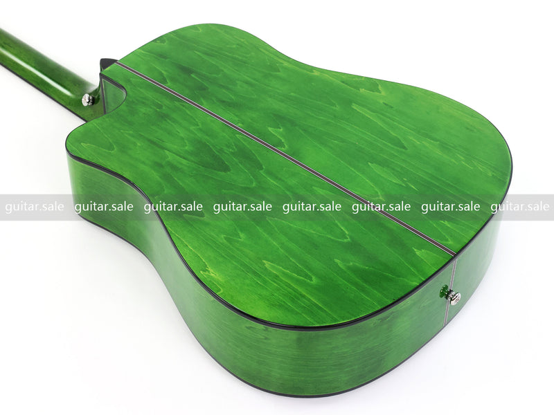 41 Inch Dreadnought Cutaway Acoustic Guitar with Washed Green Gloss Finish (TY-044)