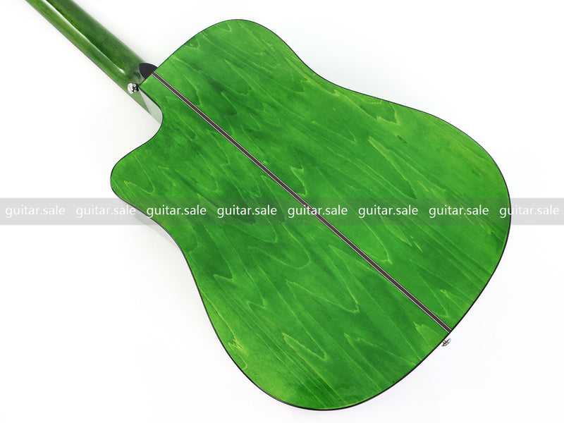 41 Inch Dreadnought Cutaway Acoustic Guitar with Washed Green Gloss Finish (TY-044)