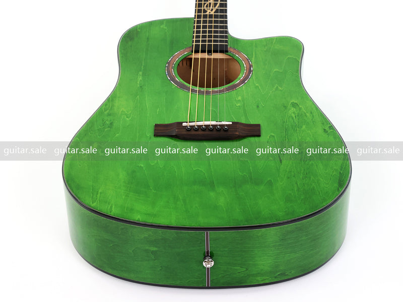 41 Inch Dreadnought Cutaway Acoustic Guitar with Washed Green Gloss Finish (TY-044)