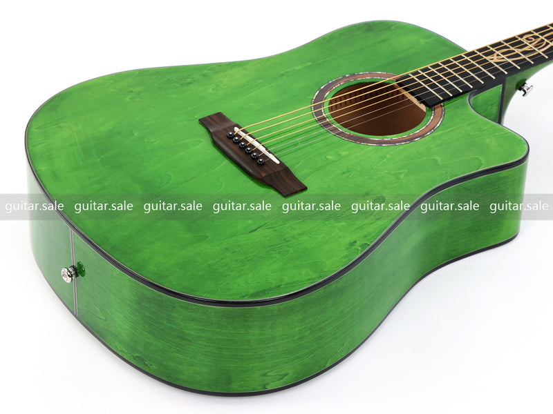 41 Inch Dreadnought Cutaway Acoustic Guitar with Washed Green Gloss Finish (TY-044)