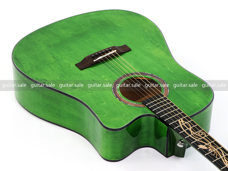 41 Inch Dreadnought Cutaway Acoustic Guitar with Washed Green Gloss Finish (TY-044)