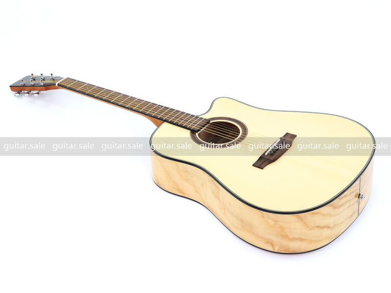 41 Inch Dreadnought Cutaway Solid Spruce Top Acoustic Guitar with Gloss Finish (TY-042)