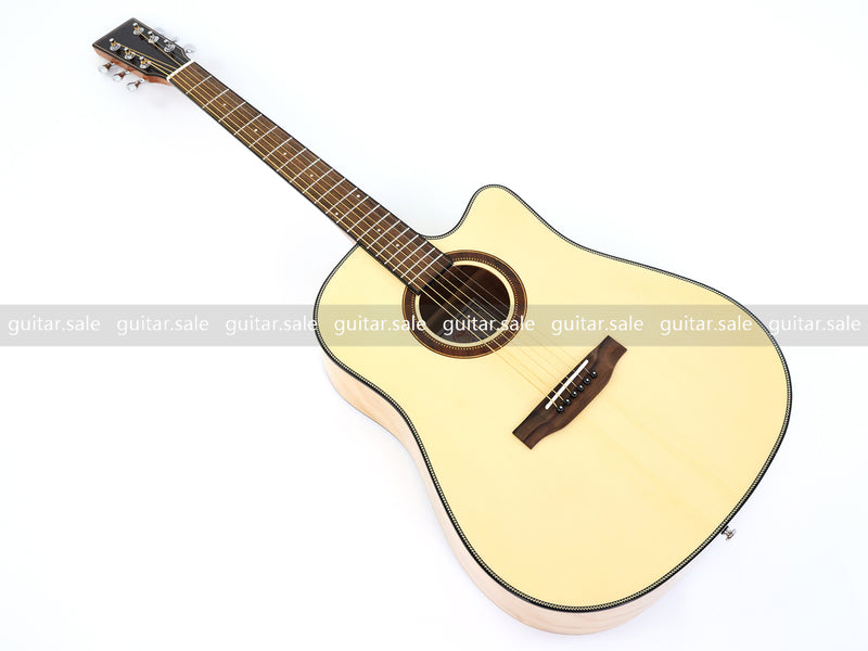 41 Inch Dreadnought Cutaway Solid Spruce Top Acoustic Guitar with Gloss Finish (TY-042)