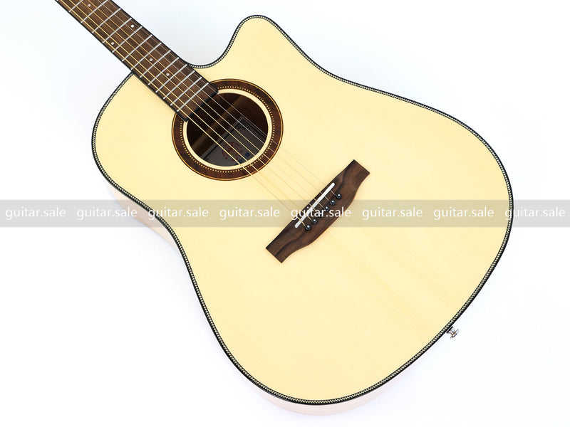 41 Inch Dreadnought Cutaway Solid Spruce Top Acoustic Guitar with Gloss Finish (TY-042)