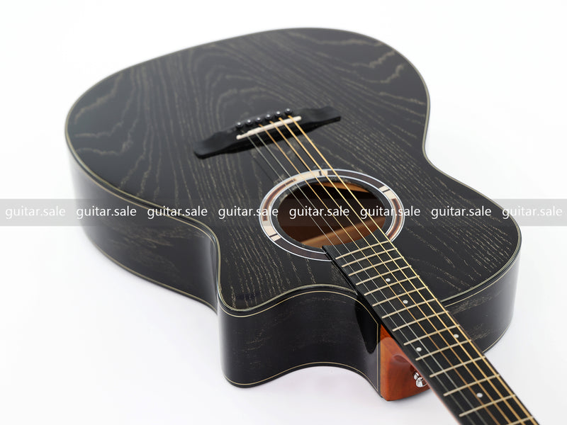 41 Inch GA Cutaway Acoustic Guitar with Black Gold Flake Gloss Finish (PMG-016)