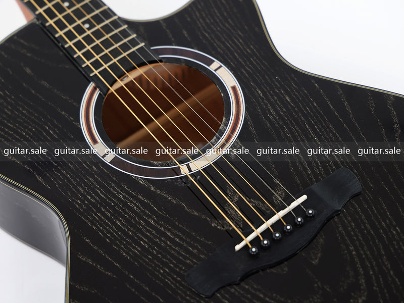 41 Inch GA Cutaway Acoustic Guitar with Black Gold Flake Gloss Finish (PMG-016)