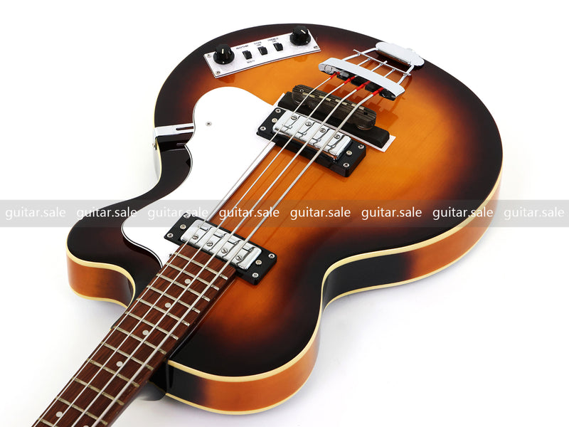 4 String 30 inch Short Scale Semi Hollow Sunburst Electric Bass Guitar(PHF-129)