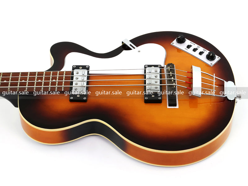 4 String 30 inch Short Scale Semi Hollow Sunburst Electric Bass Guitar(PHF-129)
