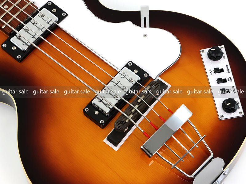 4 String 30 inch Short Scale Semi Hollow Sunburst Electric Bass Guitar(PHF-129)
