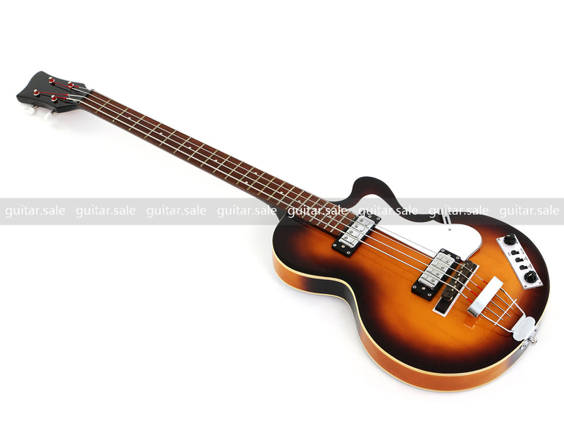 4 String 30 inch Short Scale Semi Hollow Sunburst Electric Bass Guitar(PHF-129)