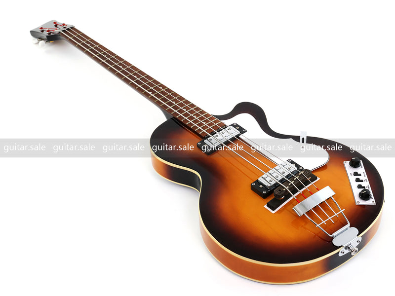 4 String 30 inch Short Scale Semi Hollow Sunburst Electric Bass Guitar(PHF-129)