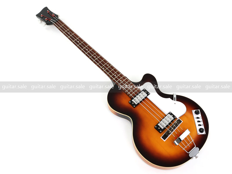 4 String 30 inch Short Scale Semi Hollow Sunburst Electric Bass Guitar(PHF-129)