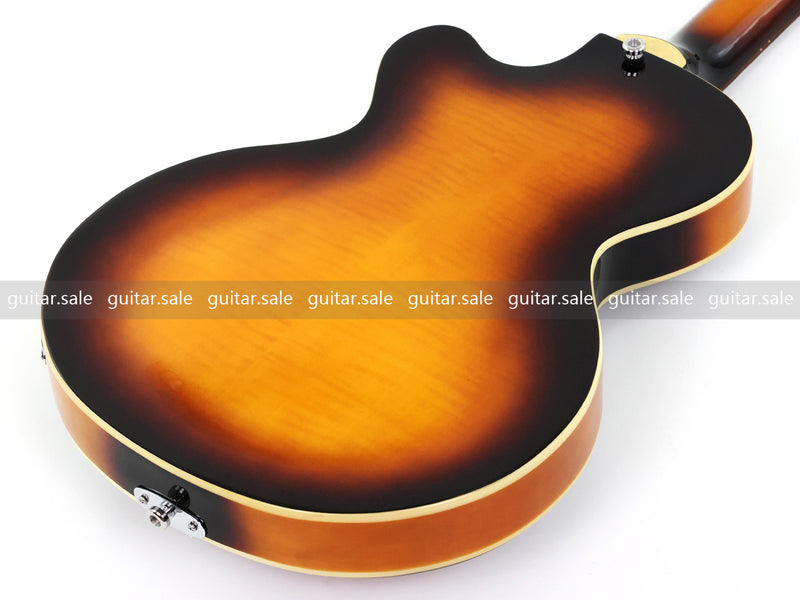 4 String 30 inch Short Scale Semi Hollow Sunburst Electric Bass Guitar(PHF-129)