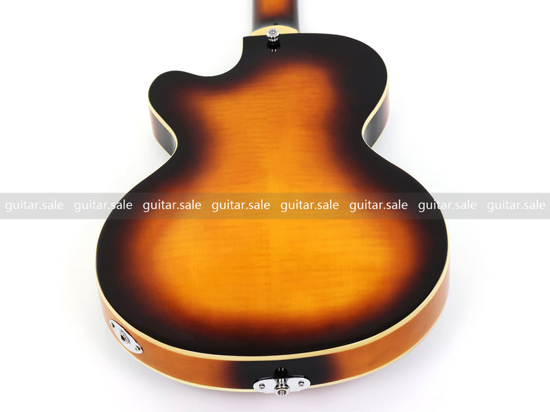 4 String 30 inch Short Scale Semi Hollow Sunburst Electric Bass Guitar(PHF-129)