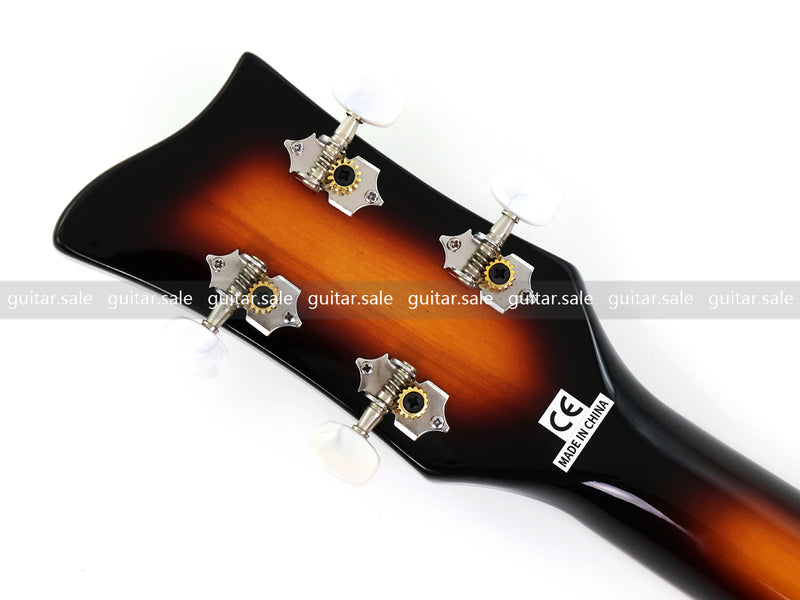 4 String 30 inch Short Scale Semi Hollow Sunburst Electric Bass Guitar(PHF-129)