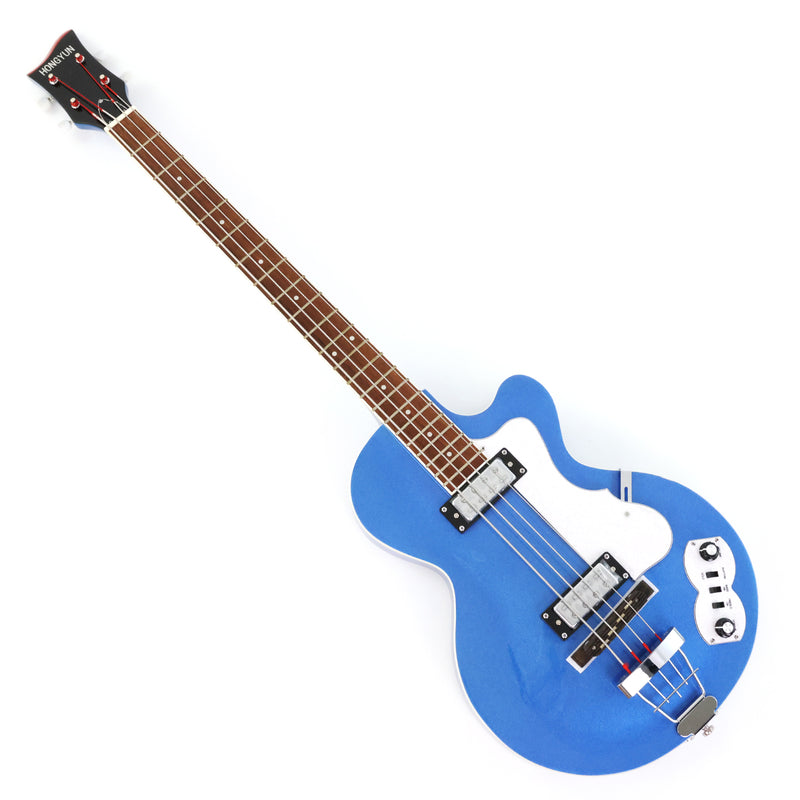 4 String LP Style Glossy Metallic Blue Electric Bass Guitar (PHY-101)