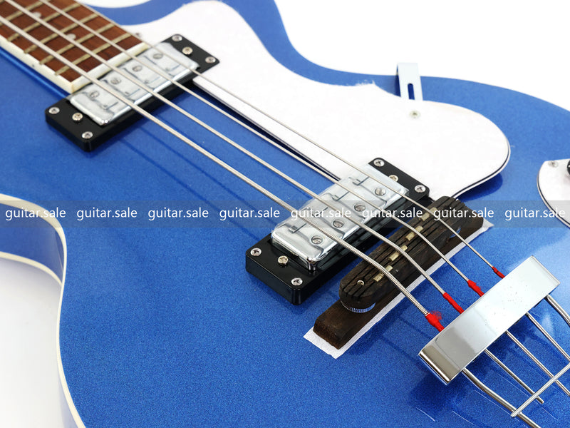 4 String LP Style Glossy Metallic Blue Electric Bass Guitar (PHY-101)