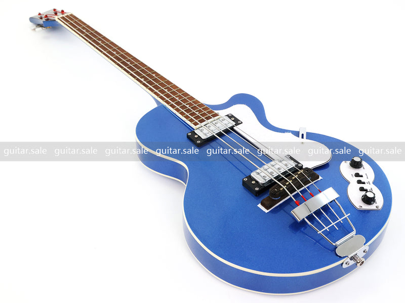 4 String LP Style Glossy Metallic Blue Electric Bass Guitar (PHY-101)