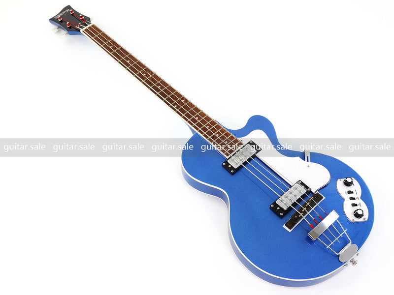 4 String LP Style Glossy Metallic Blue Electric Bass Guitar (PHY-101)