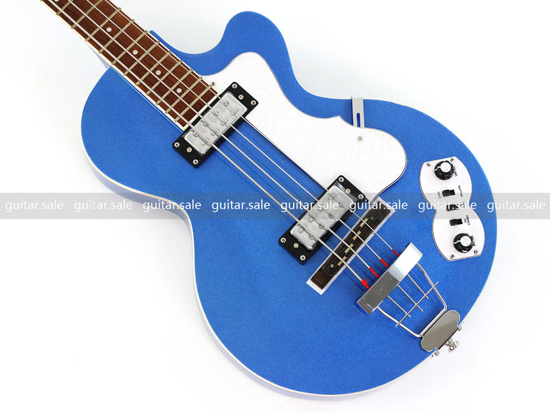 4 String LP Style Glossy Metallic Blue Electric Bass Guitar (PHY-101)