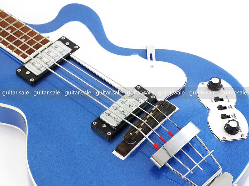4 String LP Style Glossy Metallic Blue Electric Bass Guitar (PHY-101)