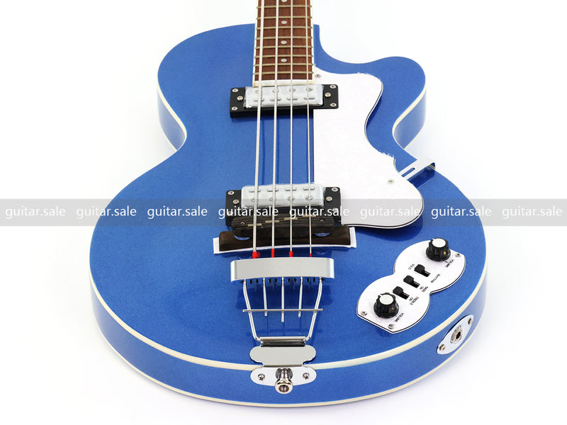 4 String LP Style Glossy Metallic Blue Electric Bass Guitar (PHY-101)