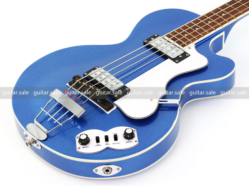 4 String LP Style Glossy Metallic Blue Electric Bass Guitar (PHY-101)